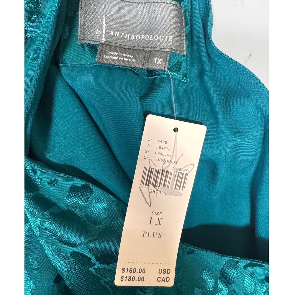 Anthropologie NEW Mini Dress Turquoise Leopard Jacquard Halter Glam Cocktail - Picture 10 of 11